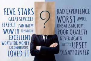 Graphic displaying anonymous online reviews